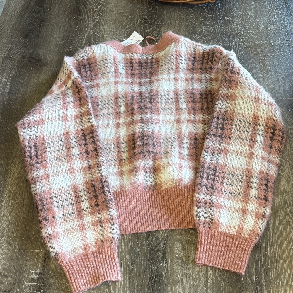 Ricki's Pink Plaid Cardigan Sweater - Picture 6 of 6